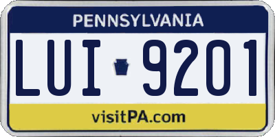 PA license plate LUI9201
