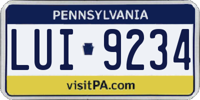 PA license plate LUI9234