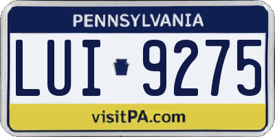 PA license plate LUI9275