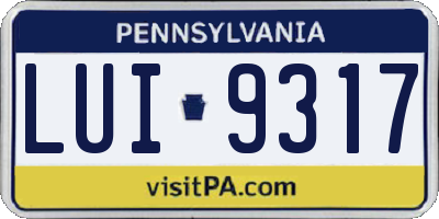 PA license plate LUI9317