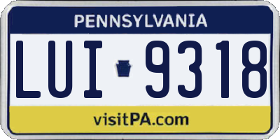 PA license plate LUI9318