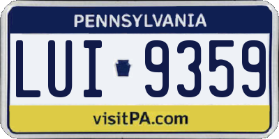 PA license plate LUI9359