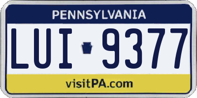 PA license plate LUI9377