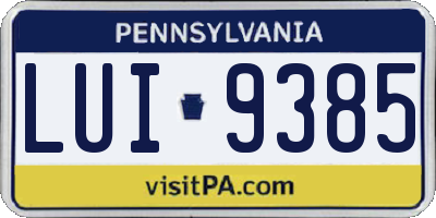 PA license plate LUI9385