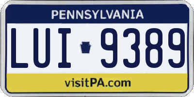 PA license plate LUI9389