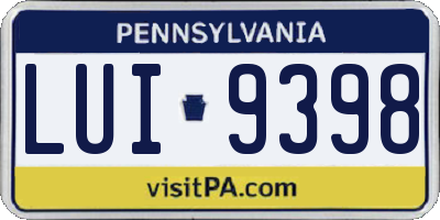 PA license plate LUI9398