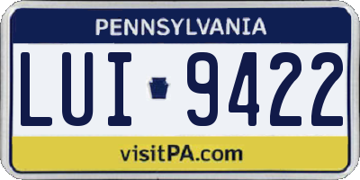 PA license plate LUI9422