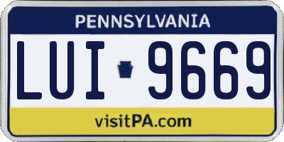 PA license plate LUI9669