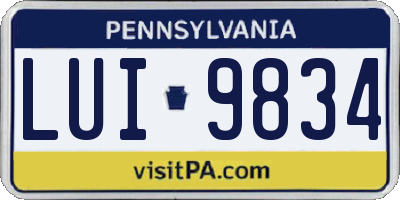 PA license plate LUI9834