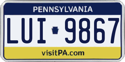 PA license plate LUI9867