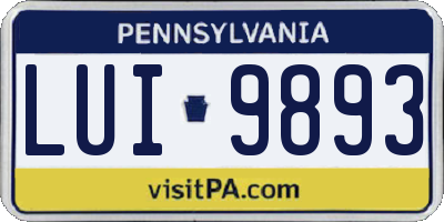 PA license plate LUI9893