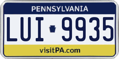 PA license plate LUI9935