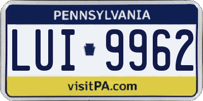 PA license plate LUI9962