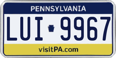 PA license plate LUI9967