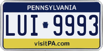 PA license plate LUI9993