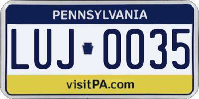 PA license plate LUJ0035