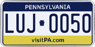 PA license plate LUJ0050