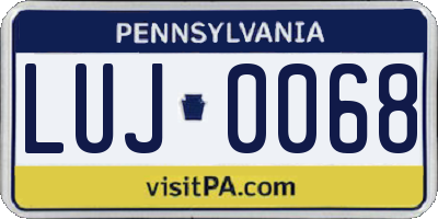 PA license plate LUJ0068