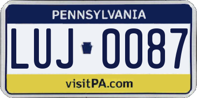 PA license plate LUJ0087