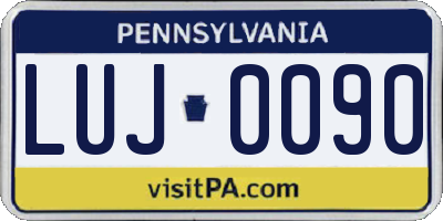 PA license plate LUJ0090