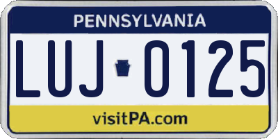 PA license plate LUJ0125