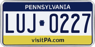 PA license plate LUJ0227
