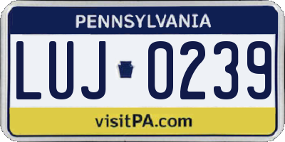 PA license plate LUJ0239