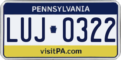PA license plate LUJ0322