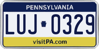 PA license plate LUJ0329