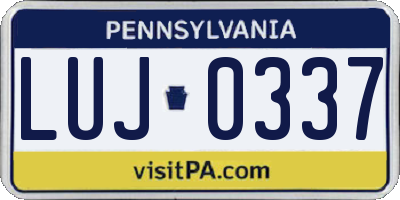 PA license plate LUJ0337