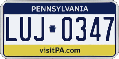 PA license plate LUJ0347