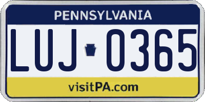 PA license plate LUJ0365