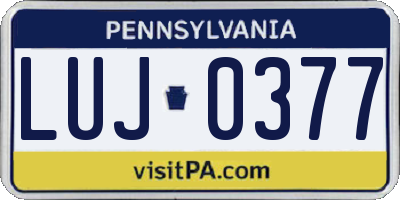 PA license plate LUJ0377