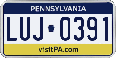 PA license plate LUJ0391