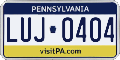 PA license plate LUJ0404