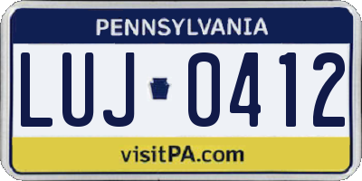 PA license plate LUJ0412