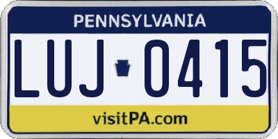 PA license plate LUJ0415