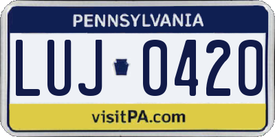 PA license plate LUJ0420