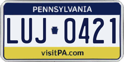 PA license plate LUJ0421