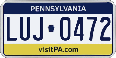 PA license plate LUJ0472