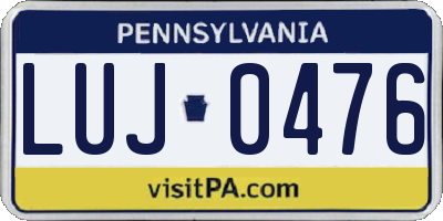PA license plate LUJ0476