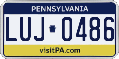 PA license plate LUJ0486