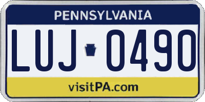 PA license plate LUJ0490