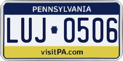 PA license plate LUJ0506