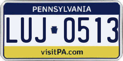 PA license plate LUJ0513