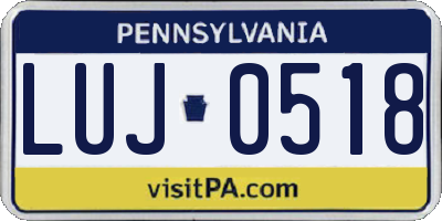 PA license plate LUJ0518