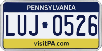 PA license plate LUJ0526