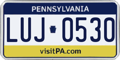 PA license plate LUJ0530