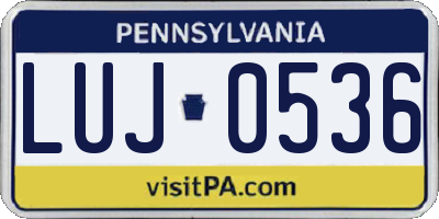 PA license plate LUJ0536