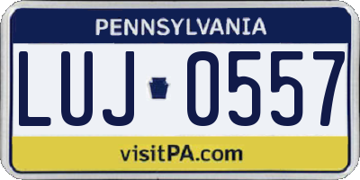 PA license plate LUJ0557